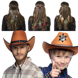 Cowboys en indianen hoeden