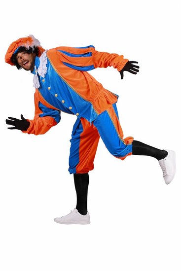 Zwarte piet kostuum blauw oranje