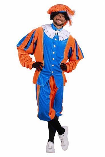 Zwarte piet kostuum blauw oranje