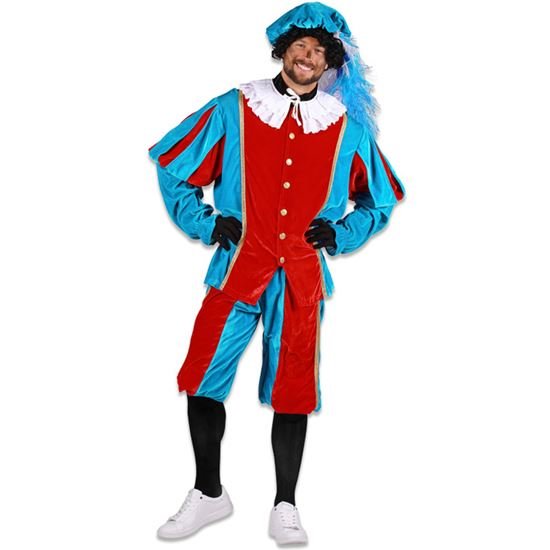 Zwarte piet kostuum turquoise rood