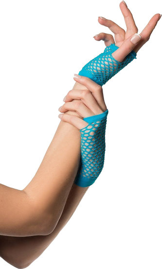 Net handschoenen kort turquoise