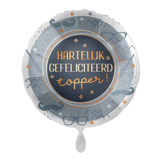 Folieballon Hartelijk gefeliciteerd topper