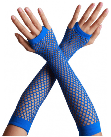 Net handschoenen lang blauw