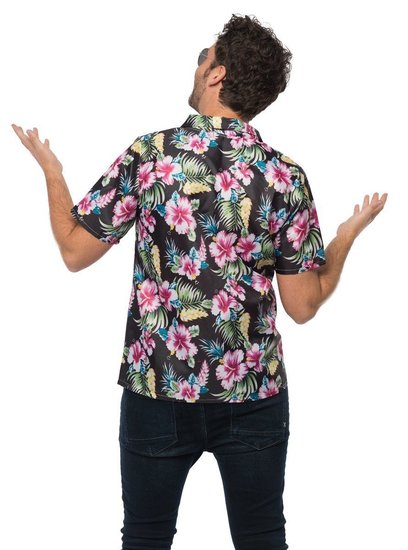 Hawaii blouse bloemen deluxe zwart