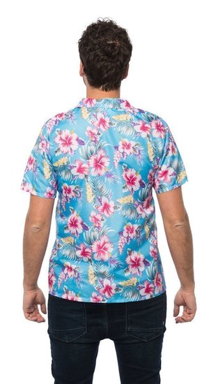Hawaii blouse bloemen deluxe blauw