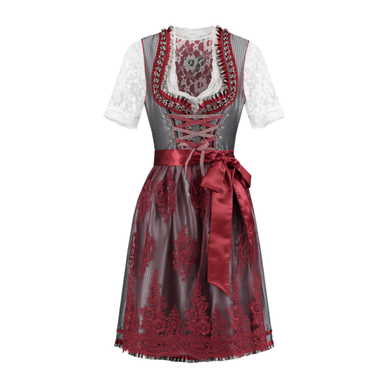 Dirndl Oudzilver-Boredeaux deluxe