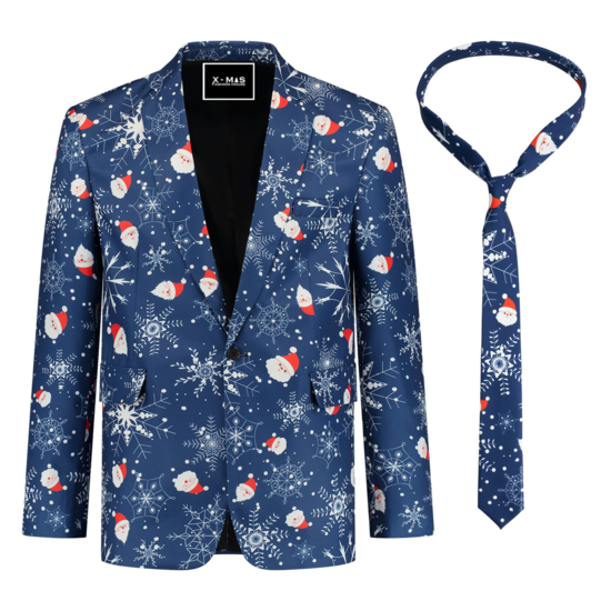 Kerst Blazer Santa Snowflakes met stropdas