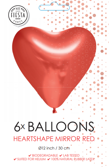 Chrome hartjes ballonnen rood 30 cm 10 stuks