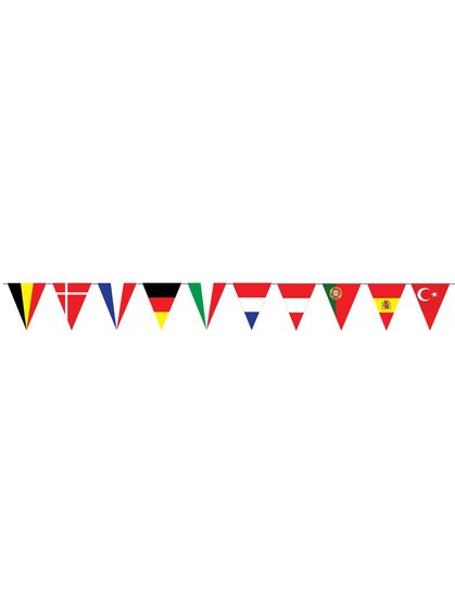 Vlaggenlijn plastic Internationaal 5 meter puntvlaggen