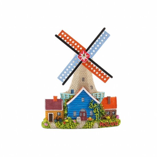 Magneet molen Holland blauw grijze kap