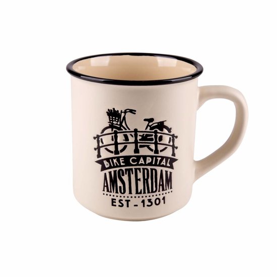 Beker Holland creme Amsterdamse fietsen