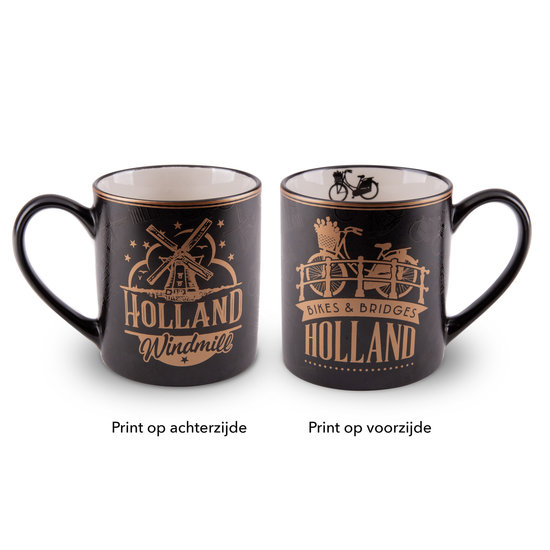 Beker Holland goudfolie fiets en molen