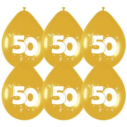 Ballonnen 50  goud 6 stuks