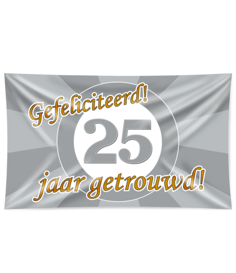 Getrouwd gevel vlag 25 jaar 150 x 90 cm