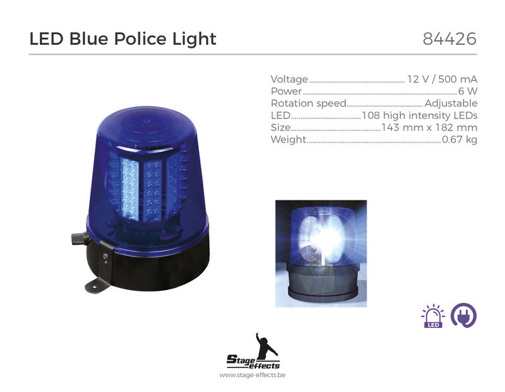 Zwaailicht LED blauw politie