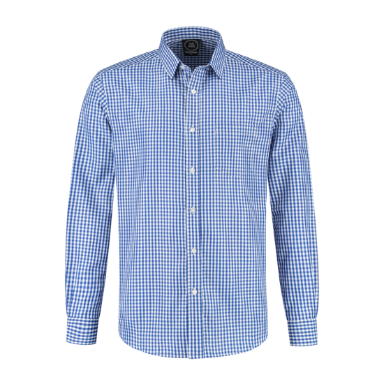 Overhemd blauw-wit geruit 100% polyester