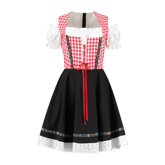 Dirndl jurk Lise rood-wit geblokt