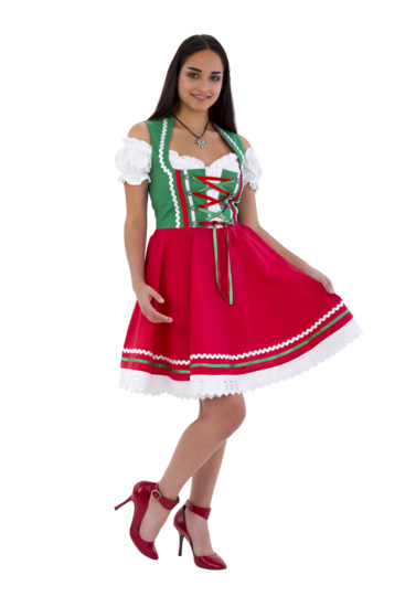 Dirndl Groen-Rood 2-delig