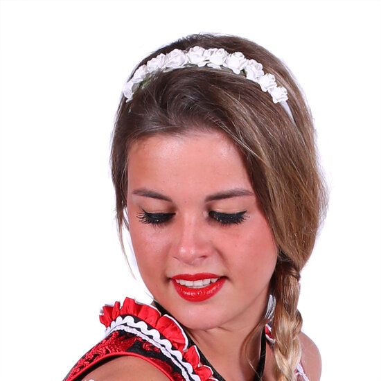 Dirndl haarband met witte roosjes