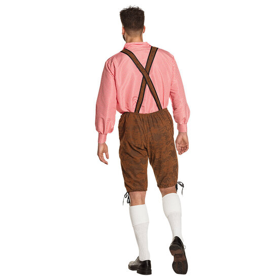 Oktoberfest Werner lederhosen en overhemd rood-wit