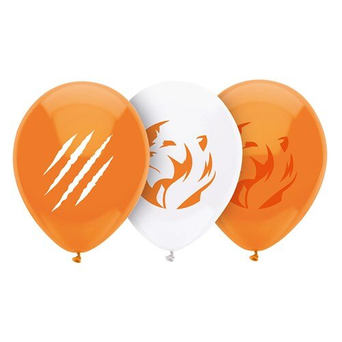 Ballonnen oranje-wit leeuw 8 stuks
