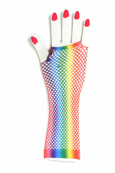 Net handschoenen lang regenboog