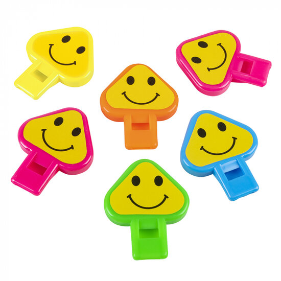 Smiley fluitjes 6 stuks