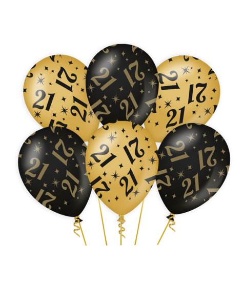 Ballonnen Classy 21 jaar zwart-goud