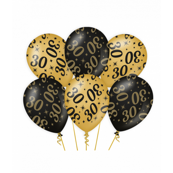 Ballonnen Classy 30 jaar zwart-goud