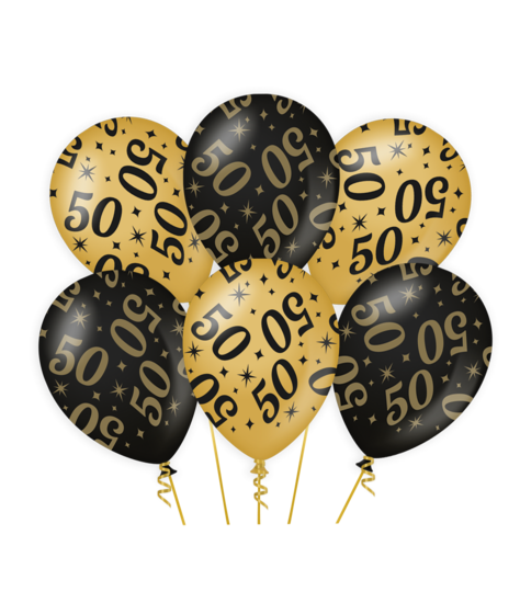 Ballonnen Classy 50 jaar zwart-goud