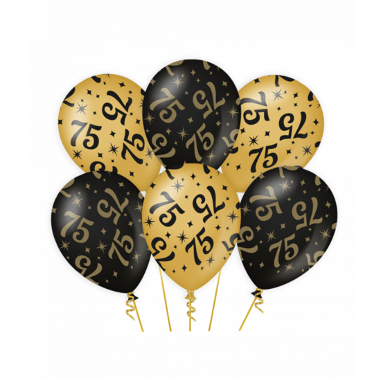 Ballonnen Classy 75 jaar zwart-goud
