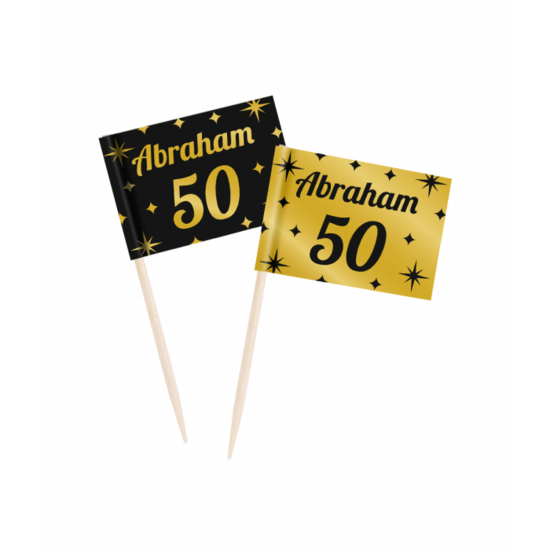 Cocktailprikkers Abraham 50 zwart-goud