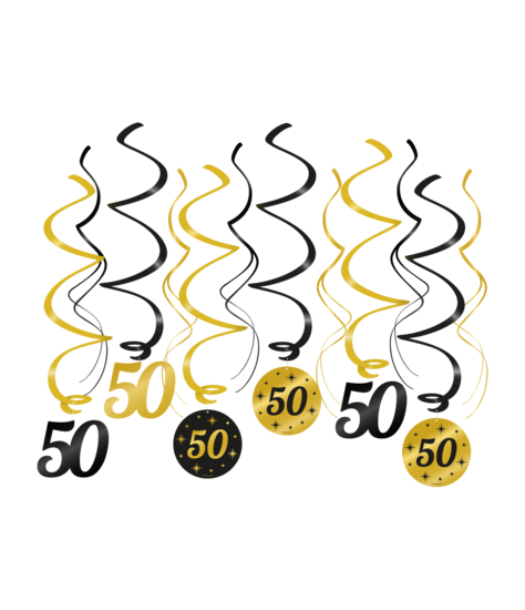 Swirls Classy 50 jaar zwart-goud