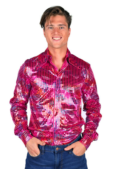 Shirt disco heren roze