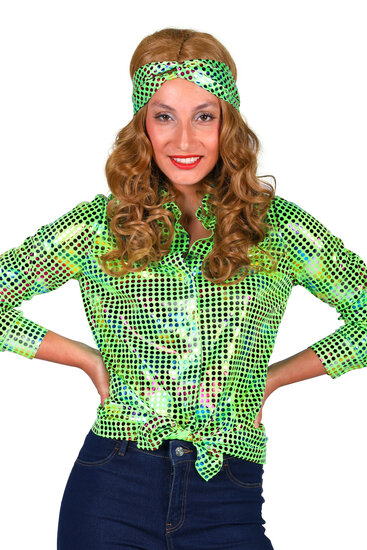 Shirt disco dame groen