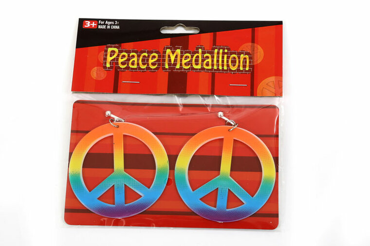 Peace oorbellen kleurrijk