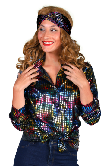 Shirt disco dame zwart