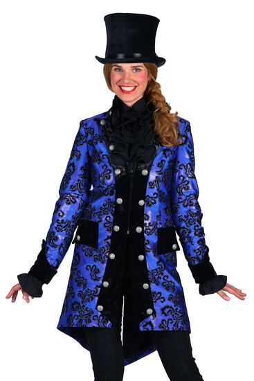 Carnavalsjas Sequin flower blauw dames