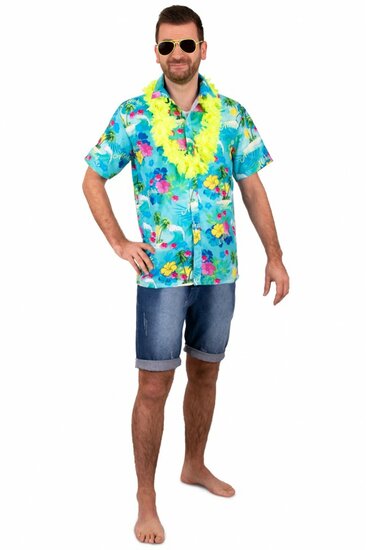 Hawaii blouse blauw met print