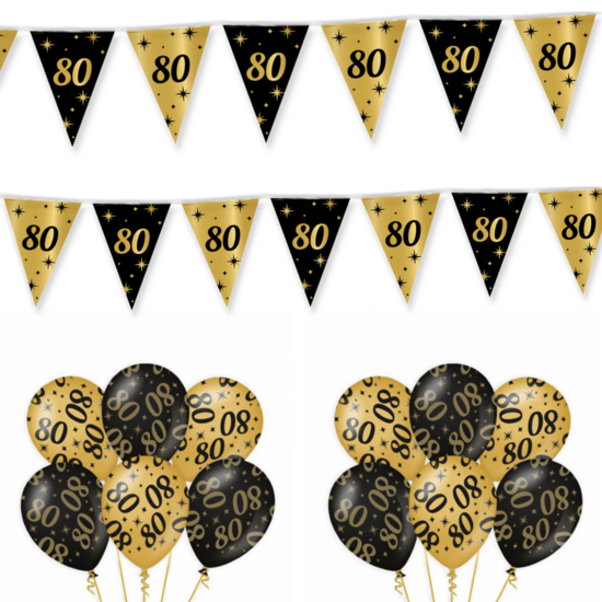 80 jaar feestpakket Classy Black-Gold
