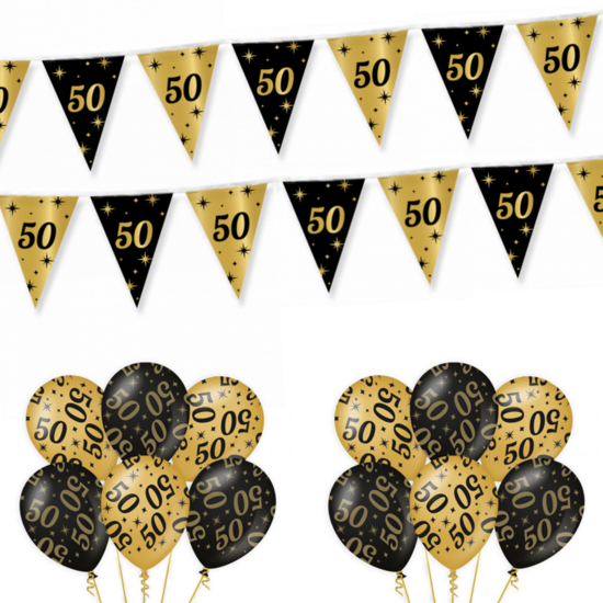 50 jaar feestpakket Classy Black-Gold