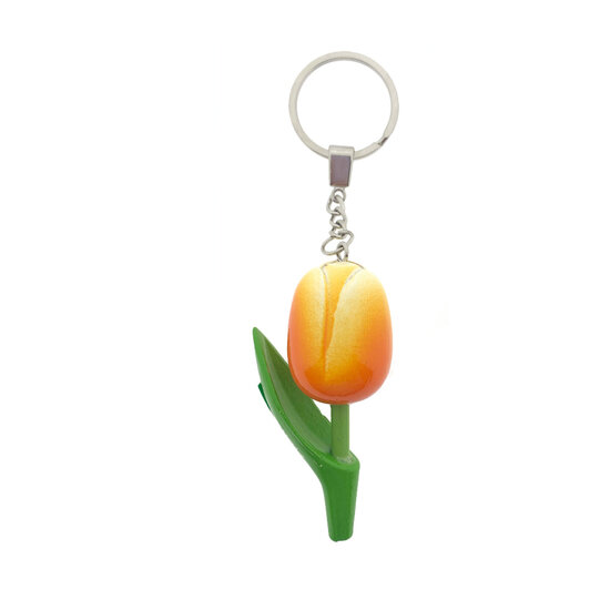 Sleutelhanger tulp oranje/wit