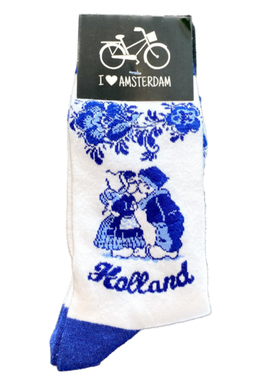 Sokken kussend paartje Delfts blauw 36/41