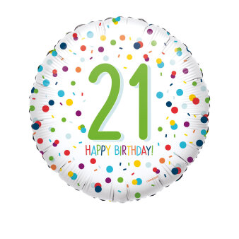 Folieballon 21 confetti happy birthday