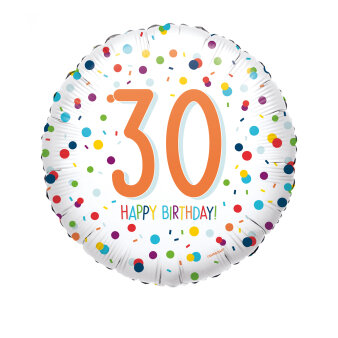 Folieballon 30 confetti happy birthday