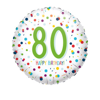 Folieballon 80 confetti happy birthday