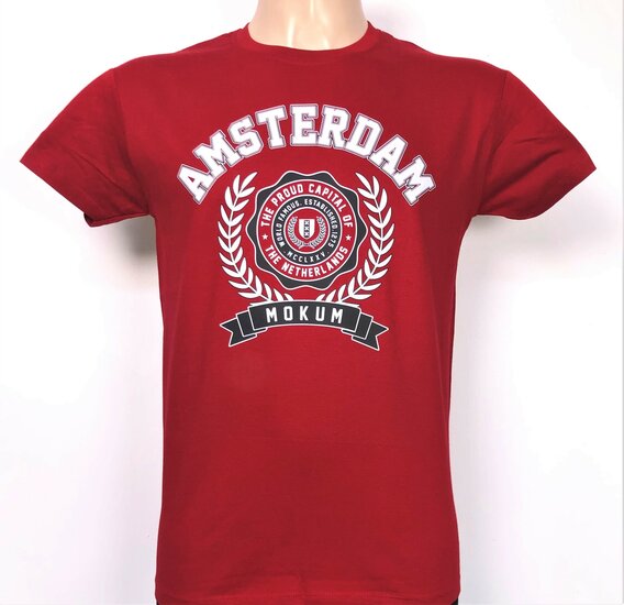 T-shirt rood Amsterdam mokum heren