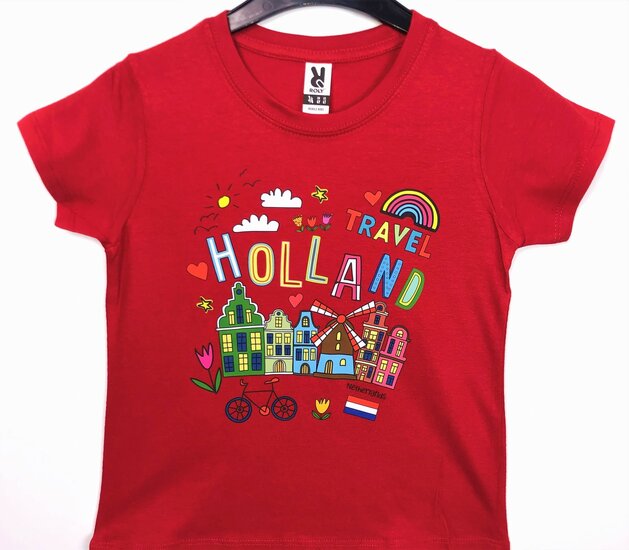 T-shirt rood Holland travel kinderen