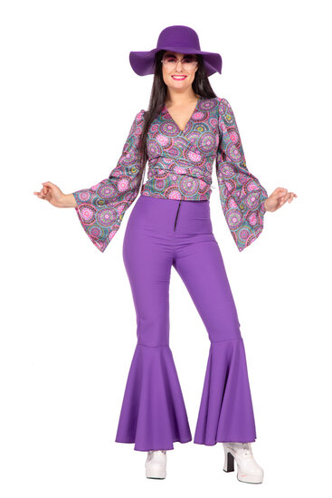 Hippie blouse flower paars dames