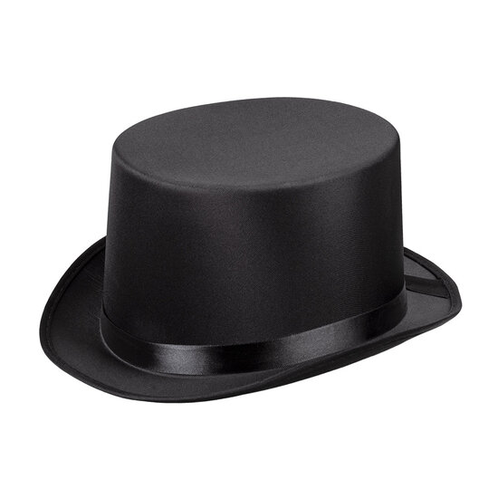 Hoge hoed zwart satijn luxe